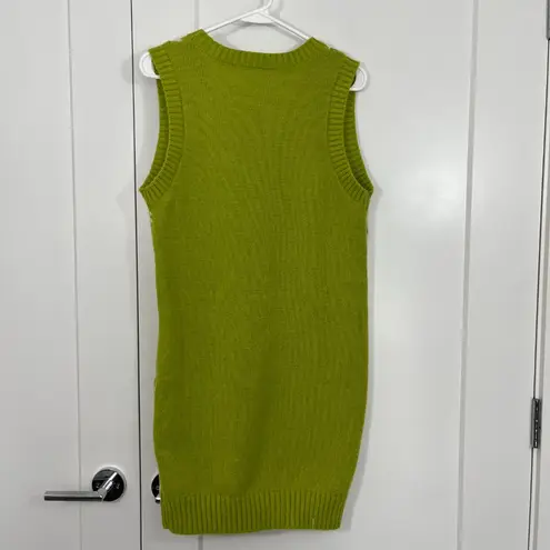 Stitch & Pine Large Green, White Houndstooth Sleeveless V