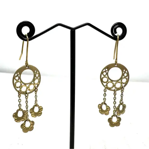 Solid 14K yellow gold dangle earrings, made in Italy