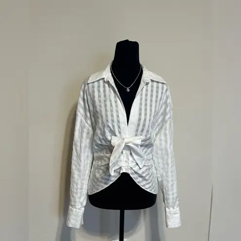 ZARA  White Button Down Shirt with Tie Front