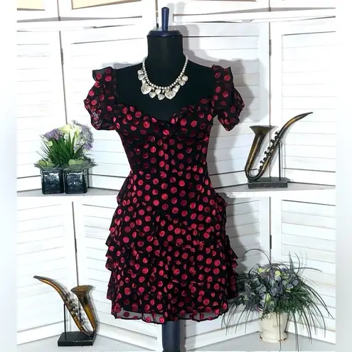 Lovers + Friends  Blythe Mini Dress Black Red Polka Dot Medium