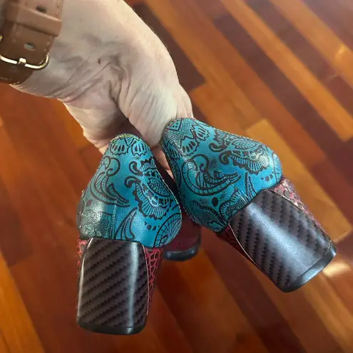 Obiono Handpainted Colorful Women's Shoes Butterfly Floral Indie Chunky Retro 38 Red Size 7.5