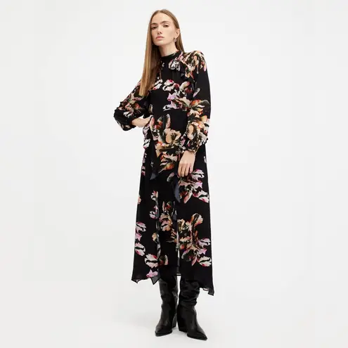 ALLSAINTS JESSICA FLORAL PRINT RUFFLE MAXI DRESS, Size 4US 36EU, $329