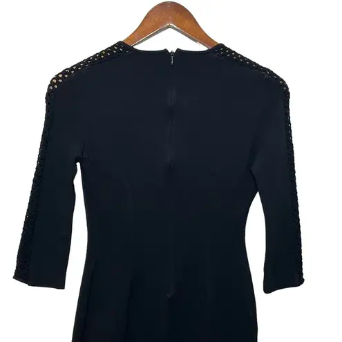 St. John Knit Sheath Dress Women’s Size 2 Black Mini 3/4 Sleeve Career Style