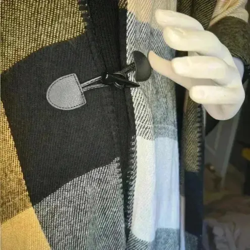 Akira  Boho Plaid Pleated Kimono long Maxi Poncho.   A36