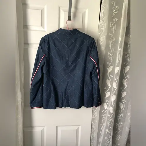 Tommy Hilfiger  blazer jacket with White Stitching design 100% cotton women sz 12