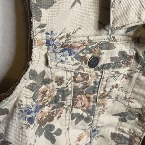 Rue 21  VTG Floral beige denim vest junior’s Extra Large XL cottagecore cottage
