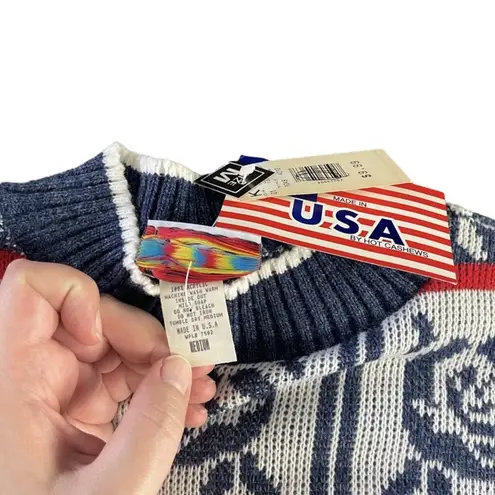 Vintage Hot Cashews Hearts and Roses Sweater Women’s Size Medium Retro Floral Blue