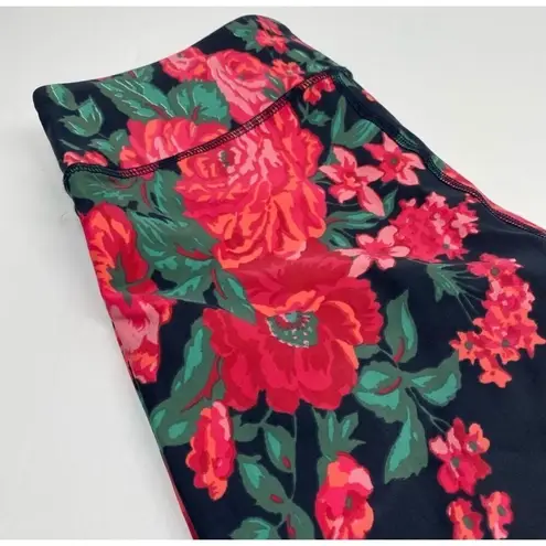 ALBION FIT Antigua Pink Floral Cropped Leggings Small Compression Athletic