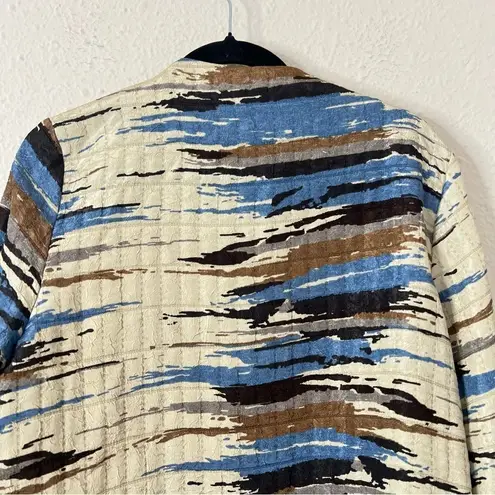 IC By Connie K Multicolor Lightweight Jacket Cocktail Size Large in Cream Blue