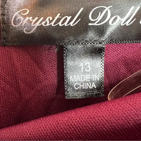 Crystal Doll Crystal Dolls Juniors 13 Red Glitter Sleeveless Off Shoulder Mini Body Dress