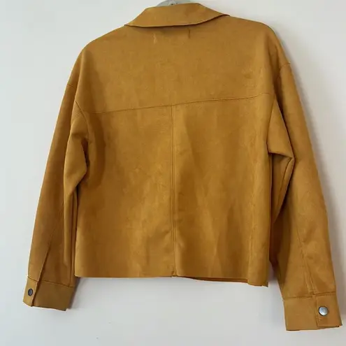 ZARA  Gold Yellow Faux Suede Leather Oversized Jacket Size XSmall