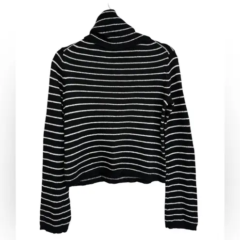 ALLSAINTS Marty Roll Neck Sweater Mohair Blend Black and White Stripe - Size XS