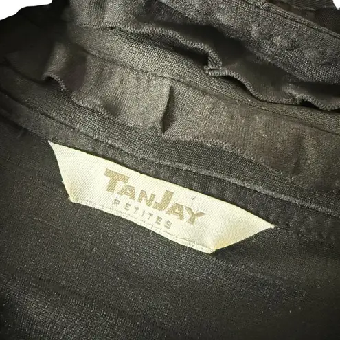 Womens See Though Black Ruffle Jacket Size S Petite Sheer Full Zip Ethereal