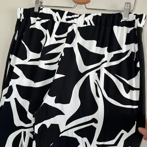 Joseph Ribkoff Womens Black & White Floral Print Slit Wide-Leg Pants 16