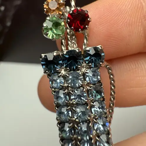 Rhinestone Golf Bag With Clubs Silver Tone Brooch Pin Golfing