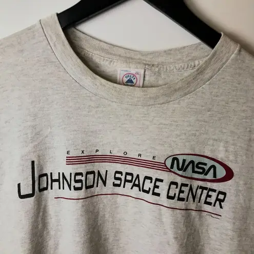 l*space 90s Vintage Nasa Johnson  Center T Shirt Graphic Tee Gray 2XL XXL Cotton