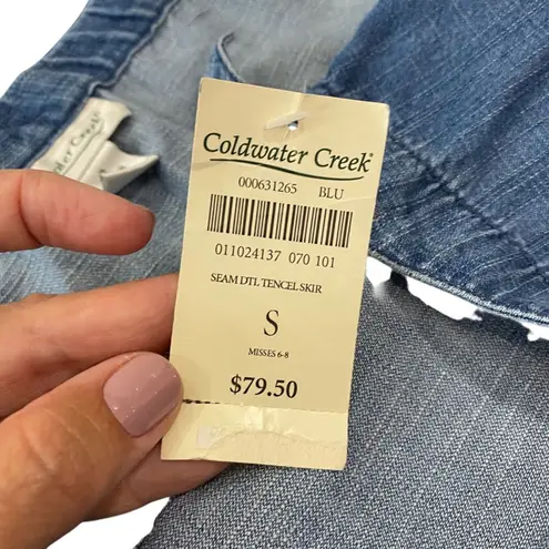 Coldwater Creek Blue Asymmetrical Seam detail tencel Maxi Skirt NEW Size SMALL