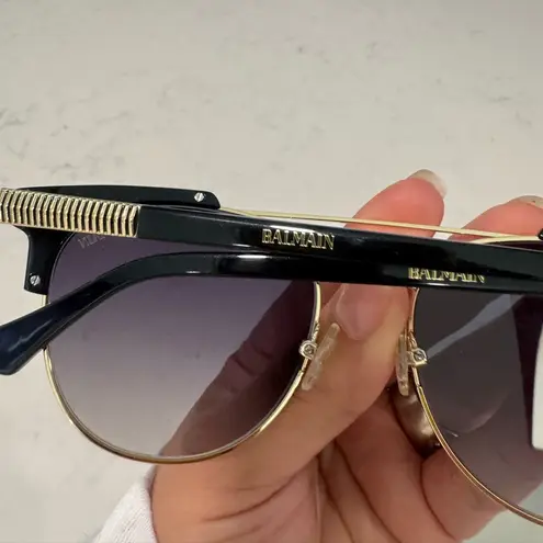 Balmain cat eye aviator unisex Stylish Black and Gold Sunglasses