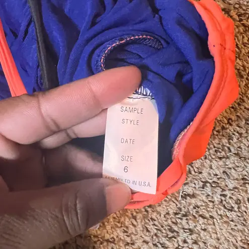 Orange One Piece Swimsuit Size 6 Black Ruched Criss Cross Straps