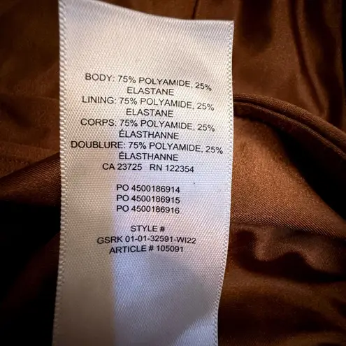 Babaton Aritzia Long Sleeve Square Neck Stretch Top Brown Bronze Size 2XL Crop