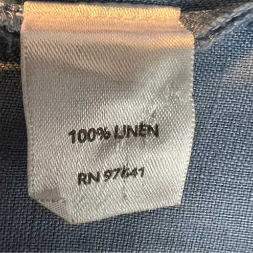 J. Jill Linen Blue XL Button Front Long Sleeve Button Cuff W/Collar Shirt