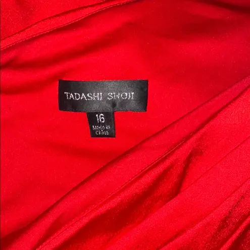 Tadashi Shoji NWOT Ember One-Shoulder Draped Gown lava red Sz 16