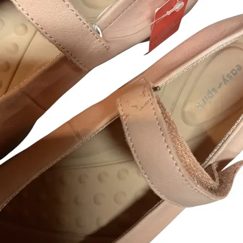 Easy Spirit Women's Cacia Round Toe Mary Jane Leather Ballet Flats Pink Size 9 W