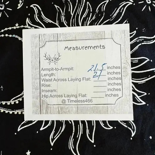 Organic Generation Black White Mystical Celestial Bohemian Cropped Lightweight Black Size L