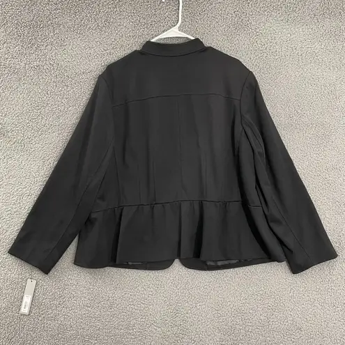 Apt. 9  Black Tie Women 3X Black Lined Full Zip Peplum NWT