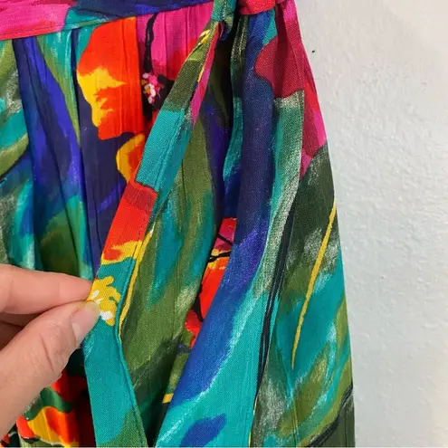 Vtg Alfred Dunner Floral Hawaiian Print Midi Skirt Size 18 Made in USA Floral Red