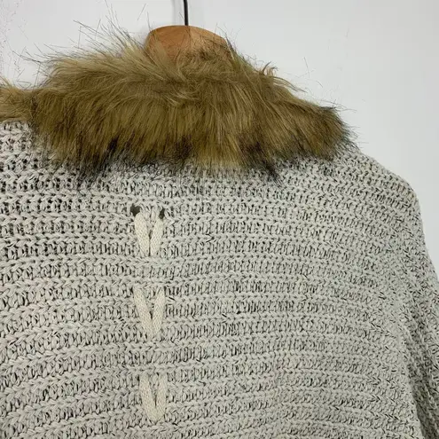 Military Hippie Felicity Faux Fur Batwing Cardigan White Brown