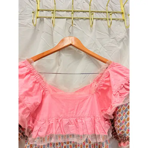 Vintage 1960s/70s Pink Floral Square Dancer Rockabilly Dress Whimsical Prairie Size undefined