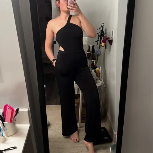 NBD Revolve  Black Cut Out Flared Jumpsuit