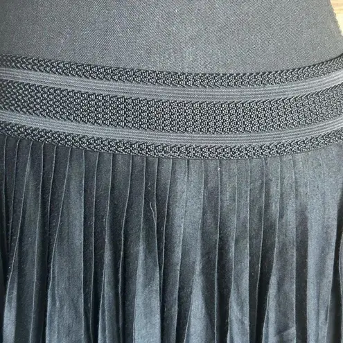 Lapis Women’s Maxi Skirt Small Black Elastic Waistband Pleated Floral Cut Out