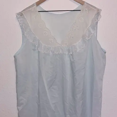 Vintage Blue  Nightgown Housedress Lace Frill Floral Grandma Grandmacore Granny