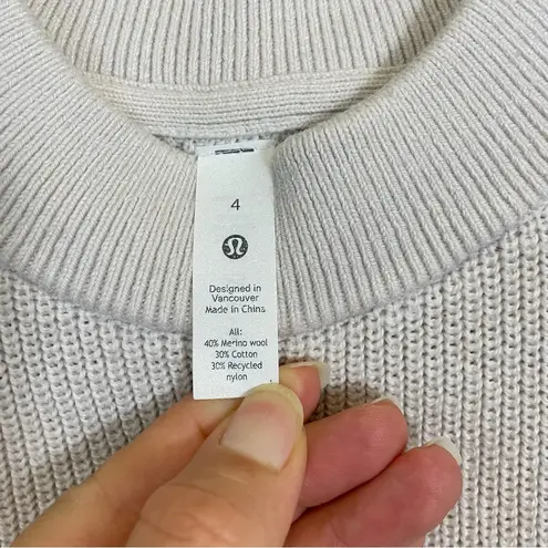 Lululemon  Merino Wool-Blend Ribbed Crewneck Sweater White Opal Size 4