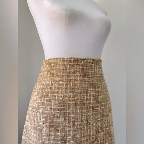 Piazza Sempione Vintage ‘00s Tan Linen Blend Textured Knee Length Skirt