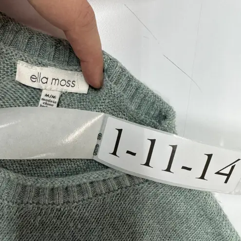 Ella Moss Sweater Womens Medium Green Ribbed Knit Crew Neck Pullover