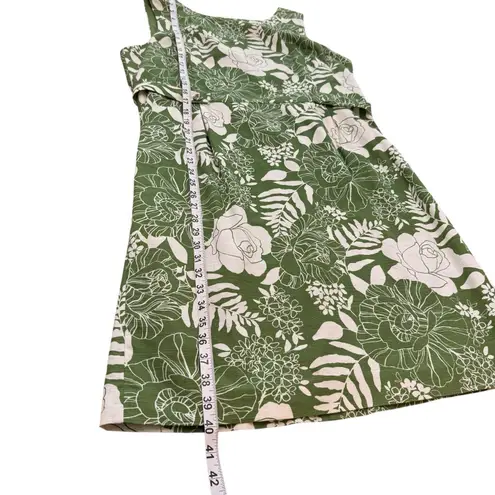 Villager Liz Claiborne Women Floral Sleeveless Lined Sheath Dress Green Size 14