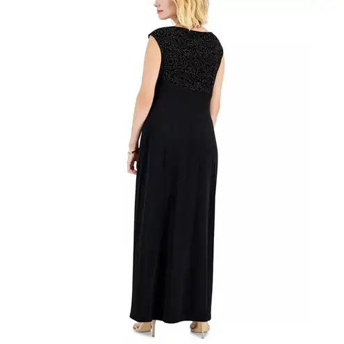 Connected Apparel Embellished Faux Wrap Dress Women 12 Black Sleeveless Cocktail