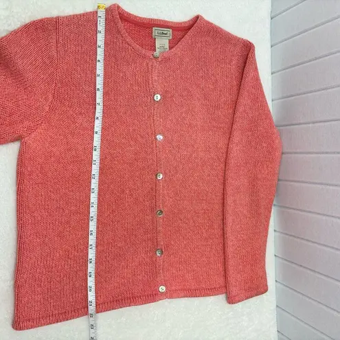L.L. Bean Women's Cotton Coral Cardigan size MP Pink