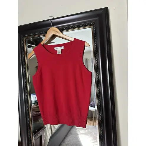 JUDITH HART COLLECTION Silk Blend Sleeveless Mock Neck Sweater Black Size Medium Red