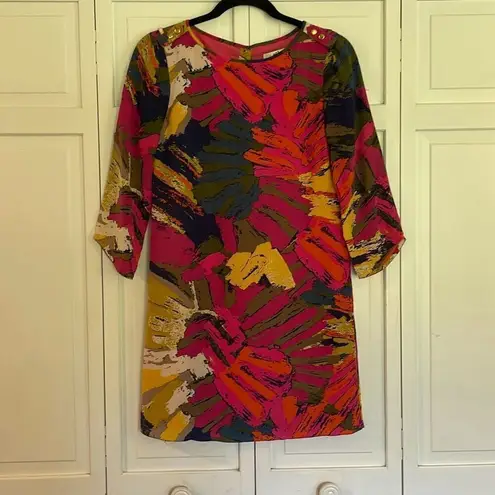 Tibi 100% silk abstract print shift dress size 0