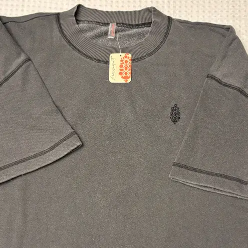 Free People NEW!  MOVEMENT Back Me Up MEDIUM Dark Shadow Gray Sweatshirt Relaxed