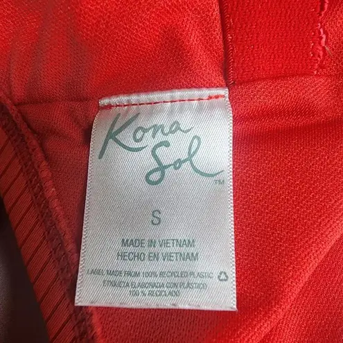 Kona Sol Stylish Ribbed Coral One-Piece Swimsuit (S)