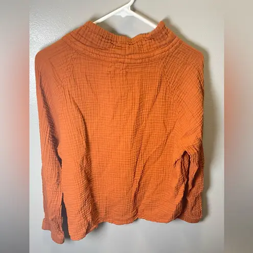 Xirena Women's Two Piece Cotton Gauze Rust Orange Cowl Neck Drawstring Size S/M Brown