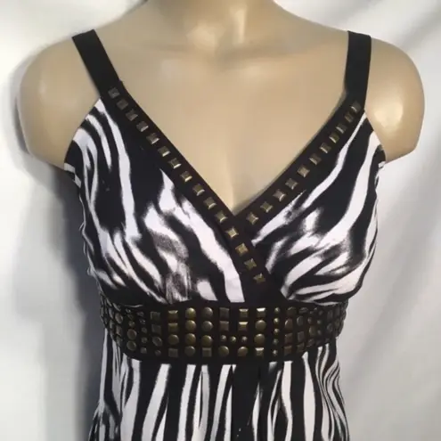 Alfani  Black & White Print Embellished Sleeveless Top 10