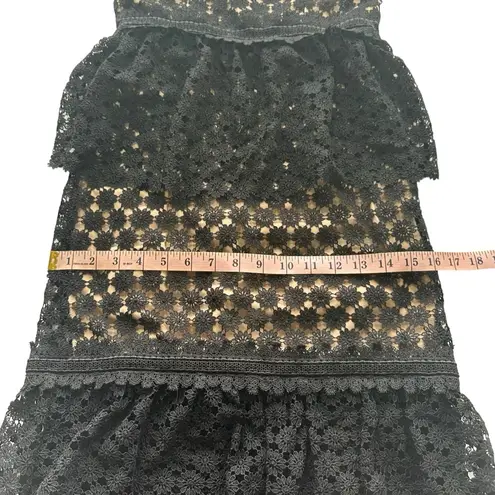 NBD  Dolores Midi Dress in Black Revolve Lace Nude Black Tiered X-Small XS