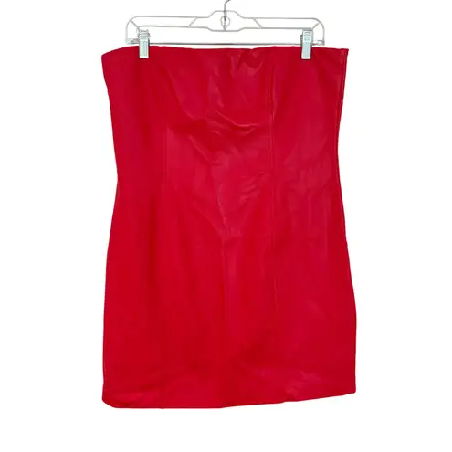 Edikted May Strapless Faux Leather Mini Dress Women's XL Red Bodycon Party Club