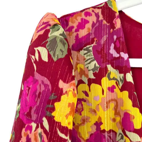 LPA Ada Wrap Top In Liza Floral Red Pink Size XL